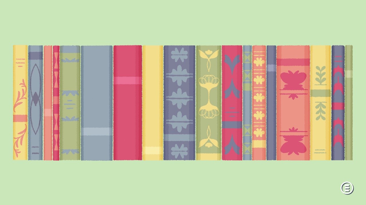A Little to the Left screenshot — neatly arranging a colorful row of book spines by pattern