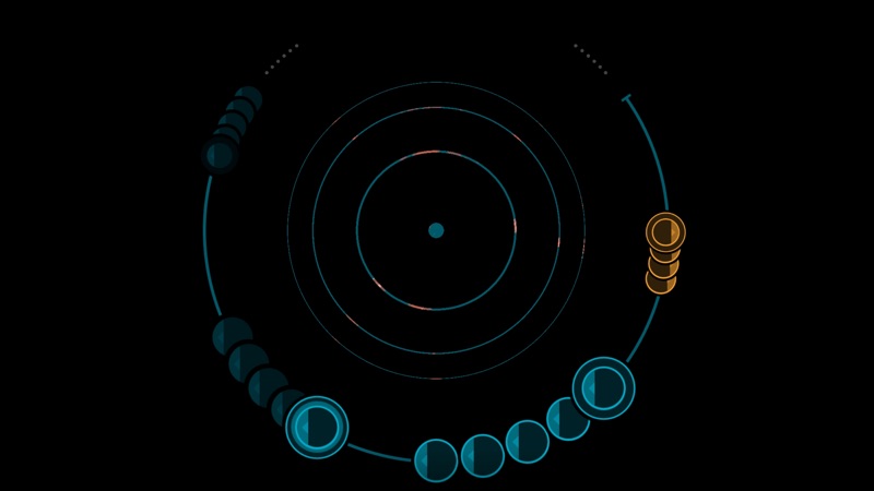 A Musical Story screenshot — tapping along concentric rings of glowing beats in time with the music
