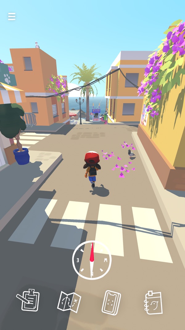Alba: A Wildlife Adventure screenshot — exploring a sunny Mediterranean village street