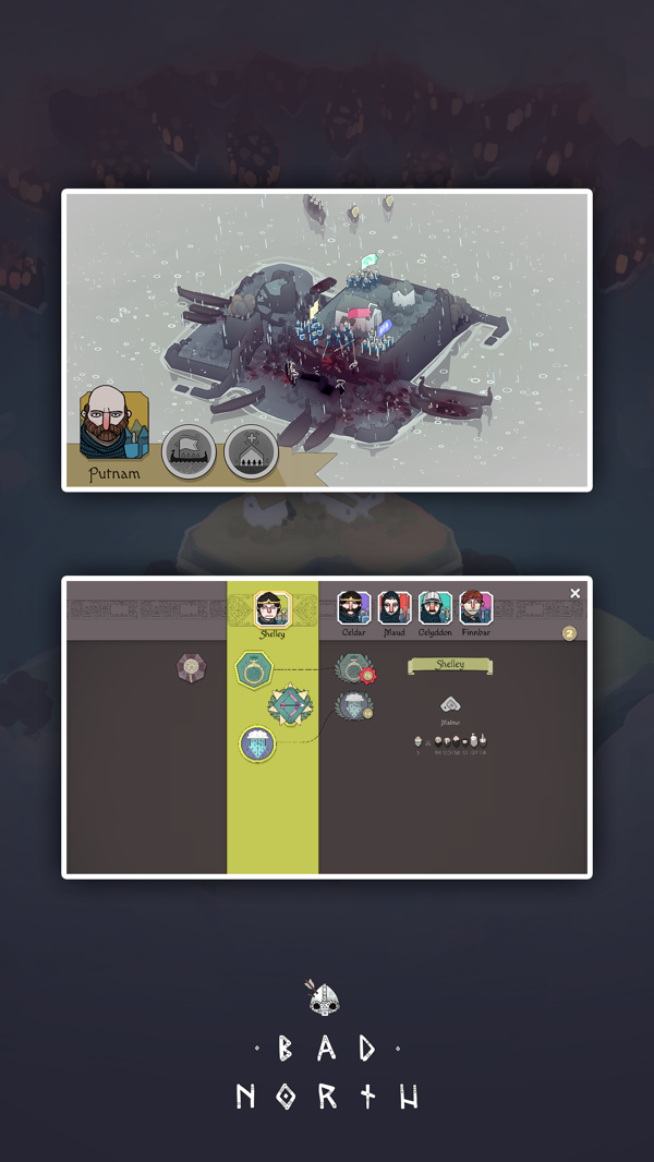 Bad North gameplay screenshot — defending a tiny island against Viking longships