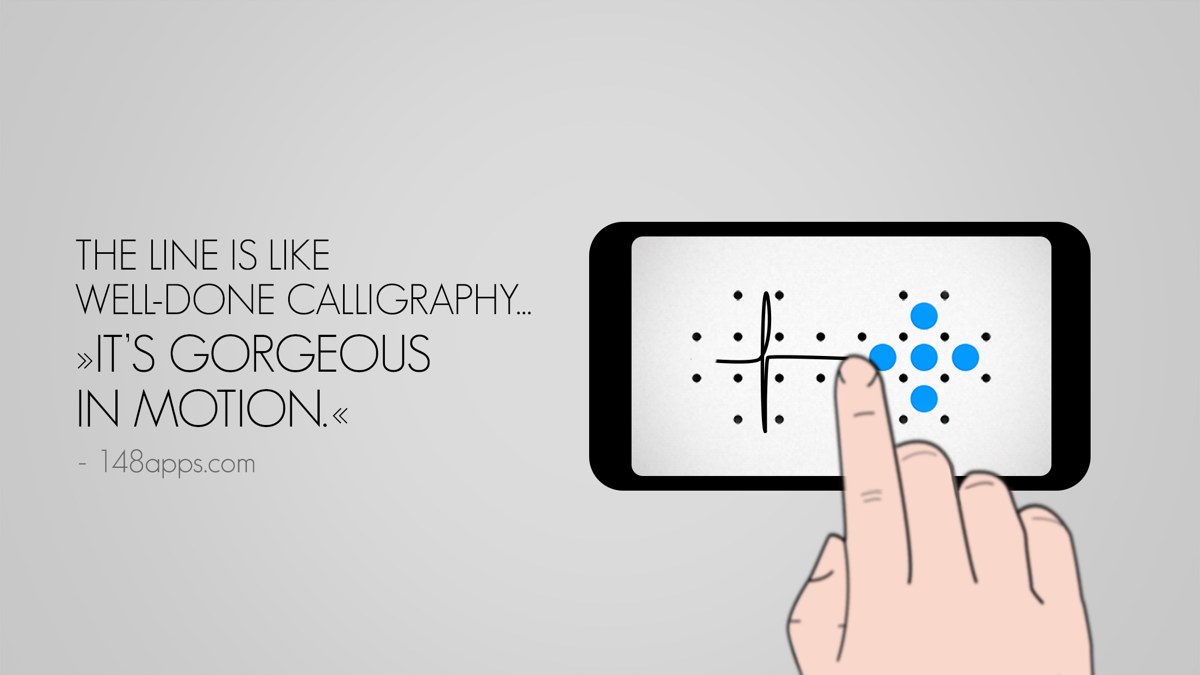Blek gameplay screenshot — drawing a single flowing line through dots, stark and minimalist