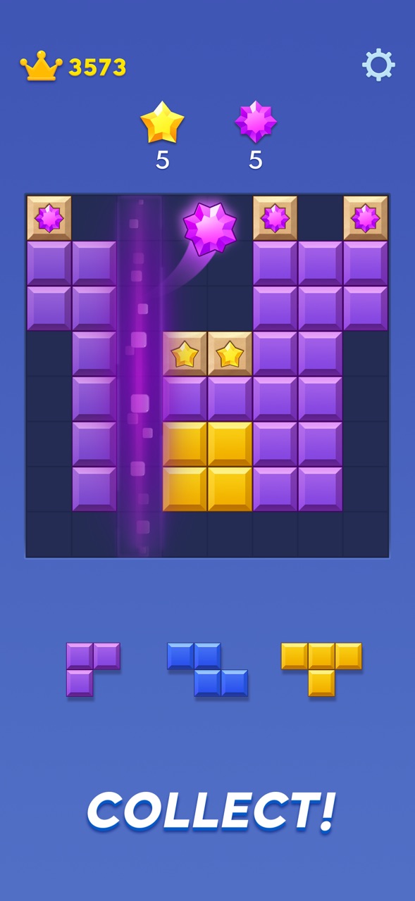 Block Blast! gameplay screenshot — placing colourful blocks on a grid to clear lines