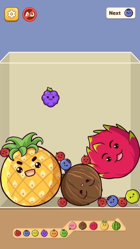 Fruit Merge: Match Game gameplay screenshot — merging fruit in a polished free clone