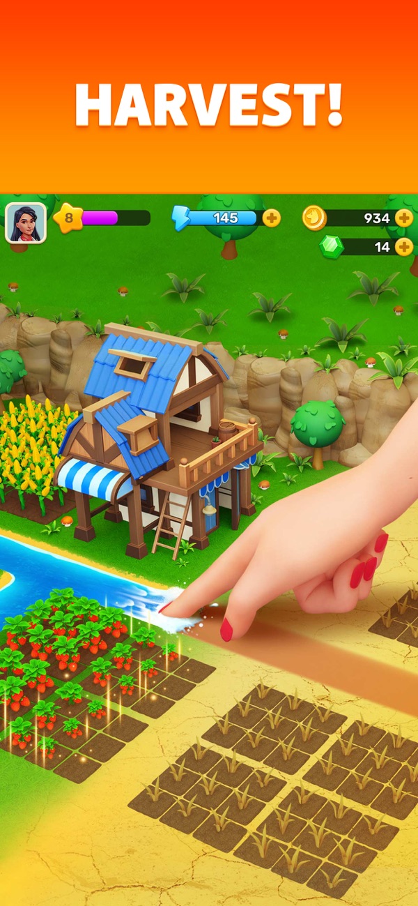 Klondike Adventures gameplay screenshot — farming and exploring a frontier homestead, a story-driven farm game like Stardew Valley