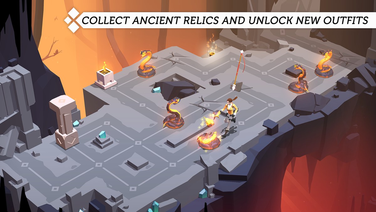 Lara Croft GO gameplay screenshot — a serene low-poly diorama puzzle, much like Monument Valley