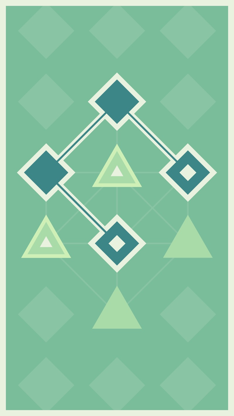 LYNE gameplay screenshot — drawing single lines to connect matching shapes on a clean minimal grid, a quiet puzzle in the spirit of Two Dots