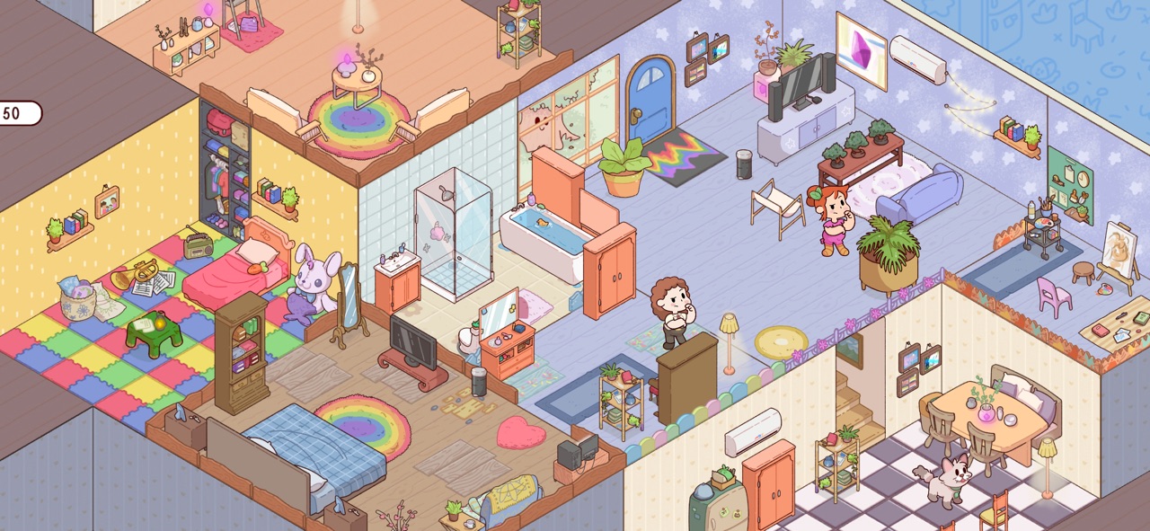 My Dear Farm+ screenshot — a cozy decorated house and farm in soft storybook art