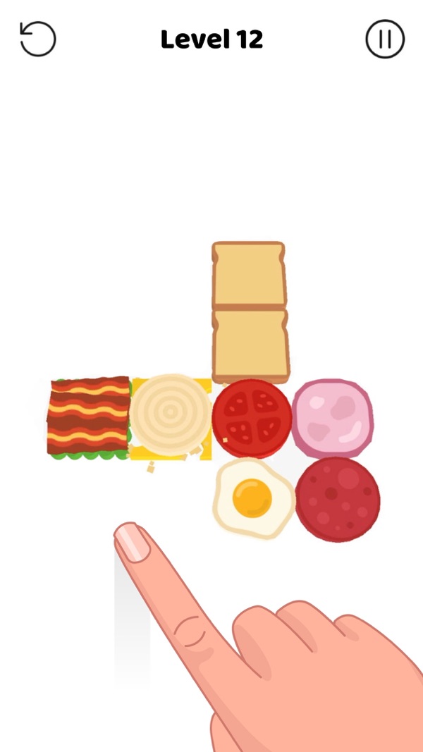 Sandwich! screenshot — folding bread over wobbly layers of ingredients to build a stack
