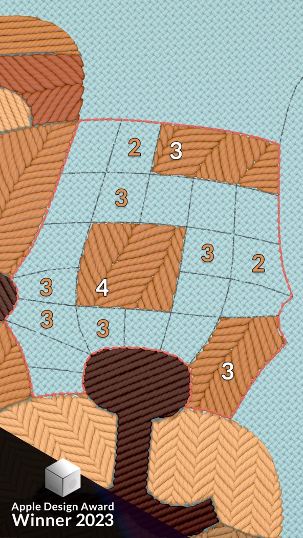 stitch. screenshot — filling in a cross-stitch pattern by number on a calm canvas
