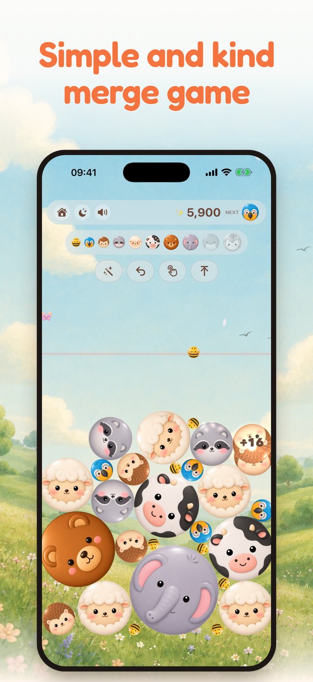 Meld — a calm animal merge game for iPhone, gentle to play before bed